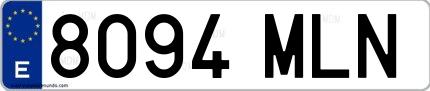 Ejemplo de matrícula española 8094 MLN