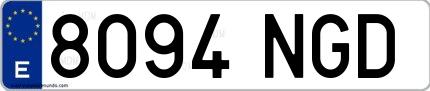 Ejemplo de matrícula española 8094 NGD