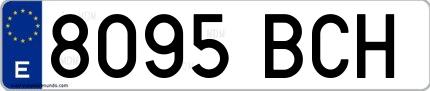 Ejemplo de matrícula española 8095 BCH
