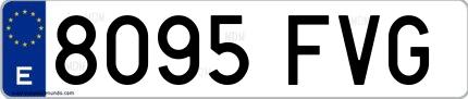 Ejemplo de matrícula de coche ordinaria 8095 FVG