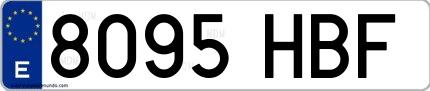 Ejemplo de matrícula española 8095 HBF
