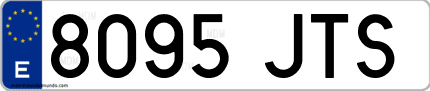 Ejemplo de matrícula de coche ordinaria 8095 JTS
