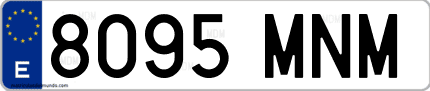 Ejemplo de matrícula de coche ordinaria 8095 MNM