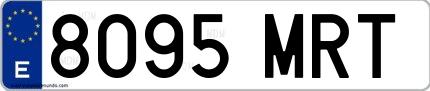 Ejemplo de matrícula española 8095 MRT