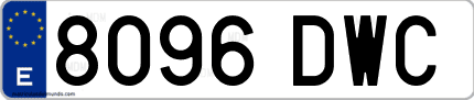 Ejemplo de matrícula de coche ordinaria 8096 DWC
