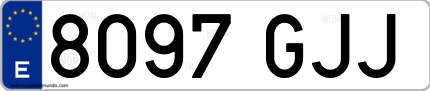 Ejemplo de matrícula de coche ordinaria 8097 GJJ