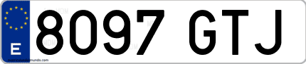 Ejemplo de matrícula de coche ordinaria 8097 GTJ