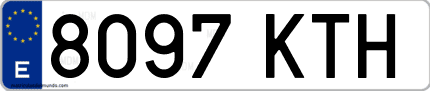 Ejemplo de matrícula de coche ordinaria 8097 KTH