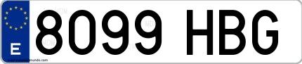 Ejemplo de matrícula española 8099 HBG