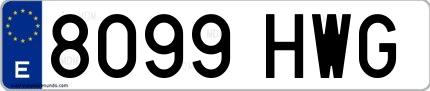 Ejemplo de matrícula española 8099 HWG