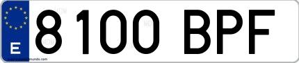 Ejemplo de matrícula española 8100 BPF