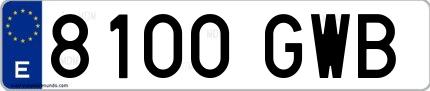 Ejemplo de matrícula española 8100 GWB