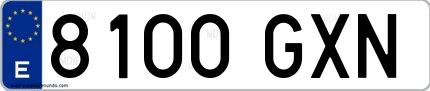 Ejemplo de matrícula española 8100 GXN