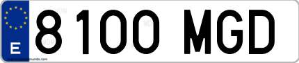 Ejemplo de matrícula de coche ordinaria 8100 MGD