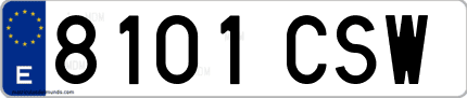 Ejemplo de matrícula de coche ordinaria 8101 CSW