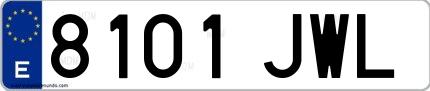 Ejemplo de matrícula española 8101 JWL