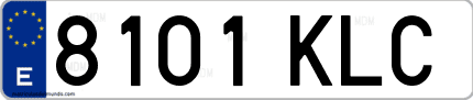 Ejemplo de matrícula de coche ordinaria 8101 KLC