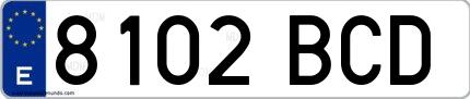 Ejemplo de matrícula española 8102 BCD