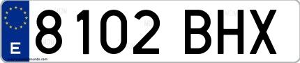Ejemplo de matrícula española 8102 BHX