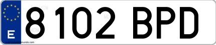 Ejemplo de matrícula española 8102 BPD