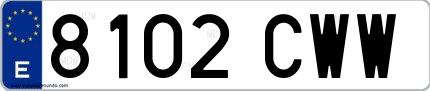 Ejemplo de matrícula española 8102 CWW