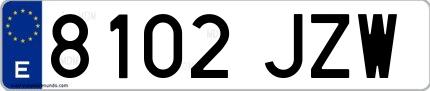 Ejemplo de matrícula española 8102 JZW