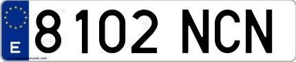 Ejemplo de matrícula española 8102 NCN
