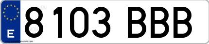 Ejemplo de matrícula española 8103 BBB