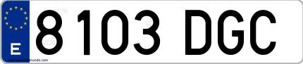 Ejemplo de matrícula española 8103 DGC