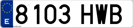 Ejemplo de matrícula de coche ordinaria 8103 HWB