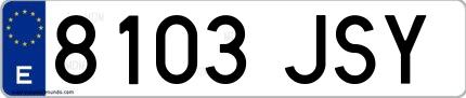 Ejemplo de matrícula española 8103 JSY