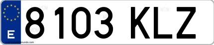 Ejemplo de matrícula de coche ordinaria 8103 KLZ