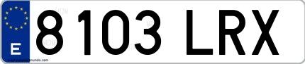 Ejemplo de matrícula española 8103 LRX