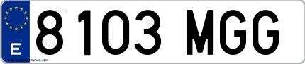 Ejemplo de matrícula española 8103 MGG
