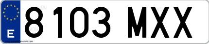 Ejemplo de matrícula española 8103 MXX