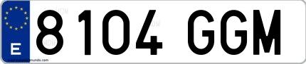 Ejemplo de matrícula española 8104 GGM