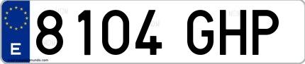 Ejemplo de matrícula española 8104 GHP