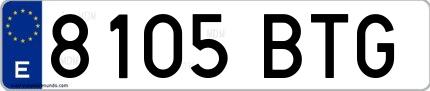 Ejemplo de matrícula española 8105 BTG