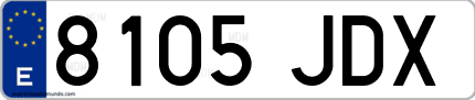 Ejemplo de matrícula de coche ordinaria 8105 JDX
