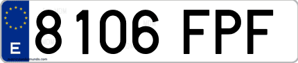 Ejemplo de matrícula de coche ordinaria 8106 FPF