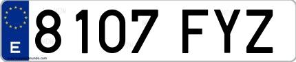 Ejemplo de matrícula española 8107 FYZ