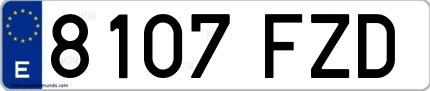 Ejemplo de matrícula española 8107 FZD