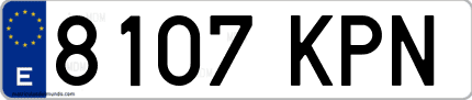 Ejemplo de matrícula de coche ordinaria 8107 KPN