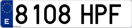 Ejemplo de matrícula de coche ordinaria 8108 HPF