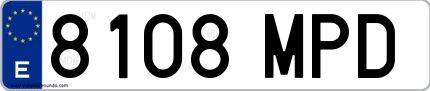 Ejemplo de matrícula española 8108 MPD