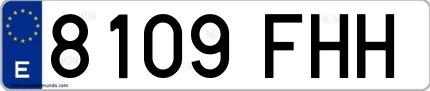 Ejemplo de matrícula española 8109 FHH