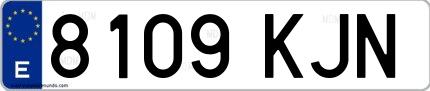 Ejemplo de matrícula de coche ordinaria 8109 KJN
