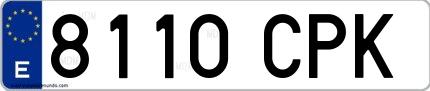 Ejemplo de matrícula española 8110 CPK