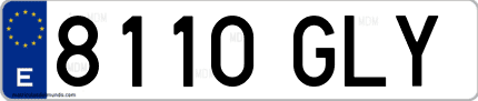 Ejemplo de matrícula de coche ordinaria 8110 GLY