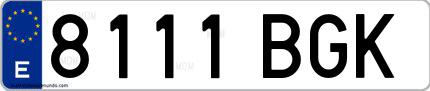 Ejemplo de matrícula española 8111 BGK